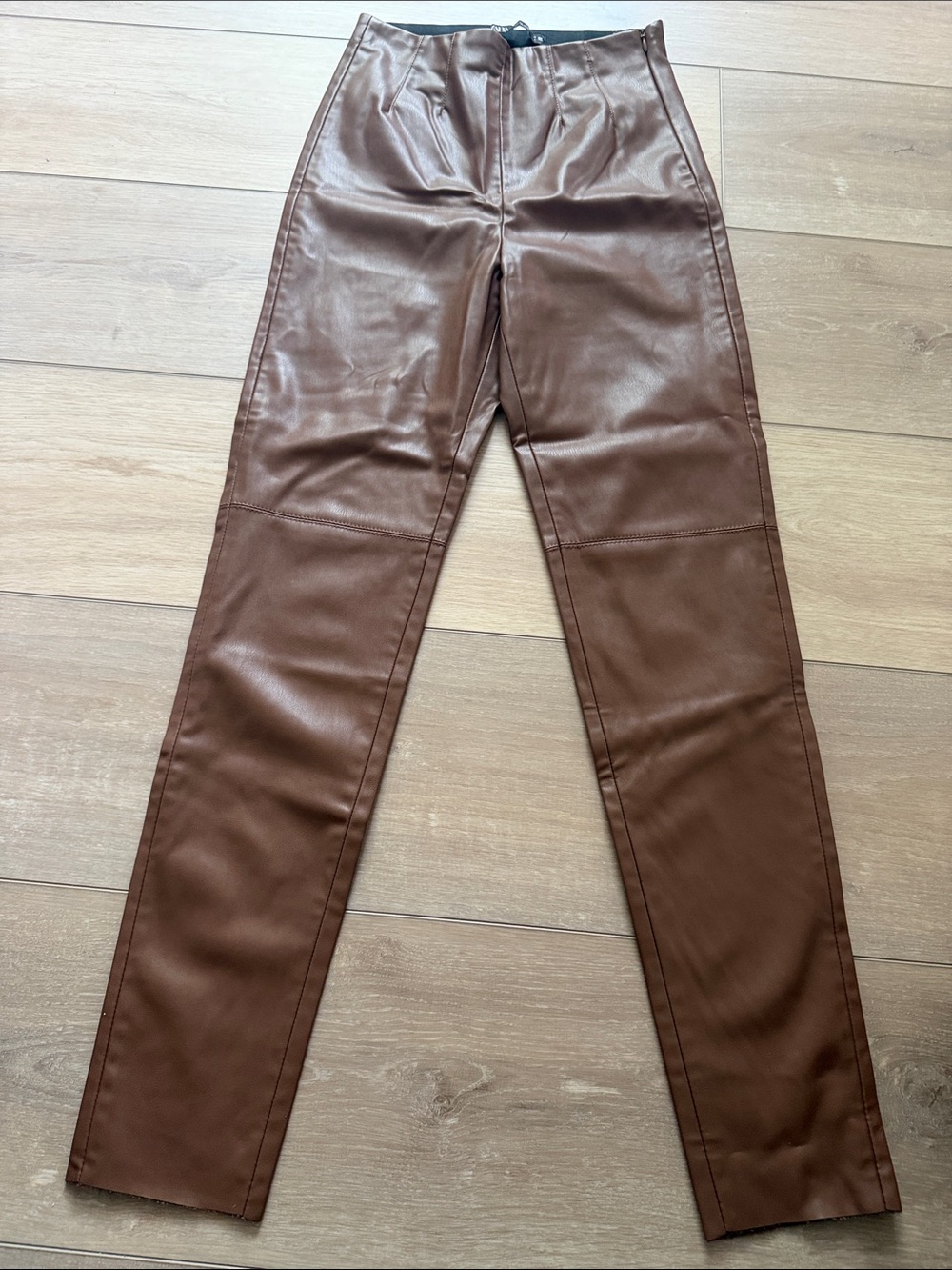 Zara Skinny Faux Leather pants in Brown